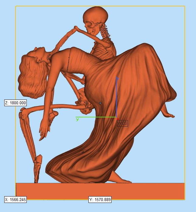 Full 3D composition assembled — every element modelled to match the artwork.
