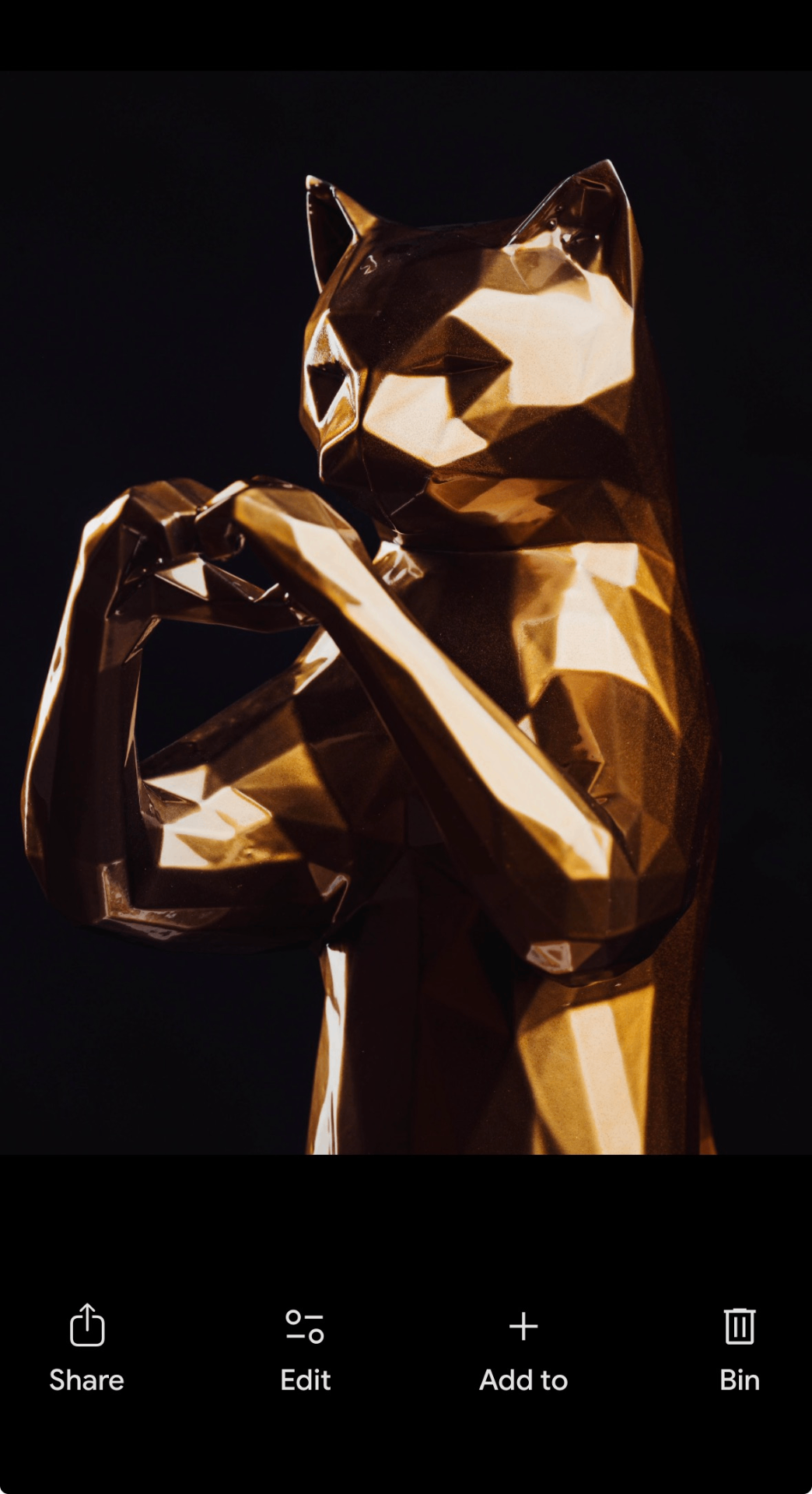 Gold-Leafed Love Cat — Solid Surface Sculpture & Corian Plinth
