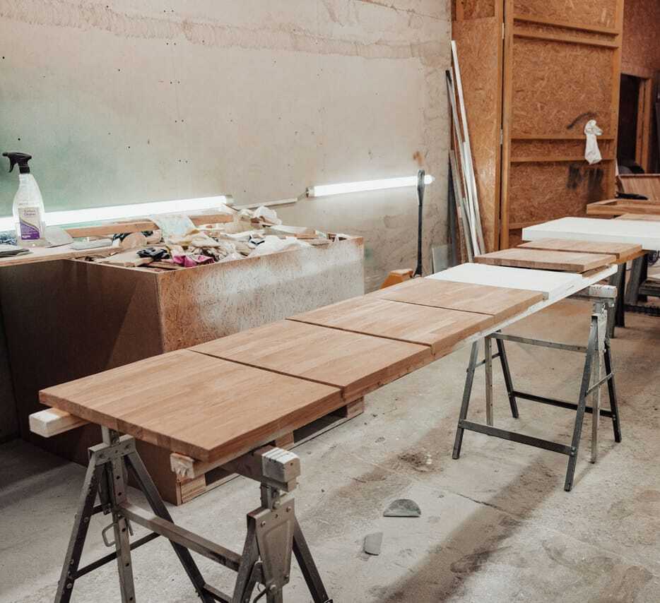 Solid white oak, glued up and trued ready for the CNC bed.