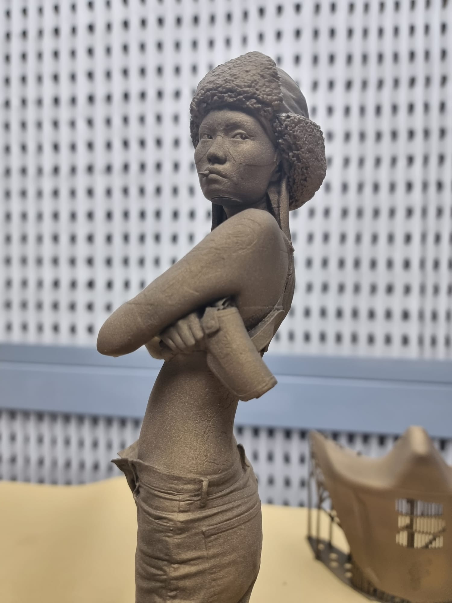 Raw print, pre-finish — fine surface texture pulled straight off the printer before the bronze pass.