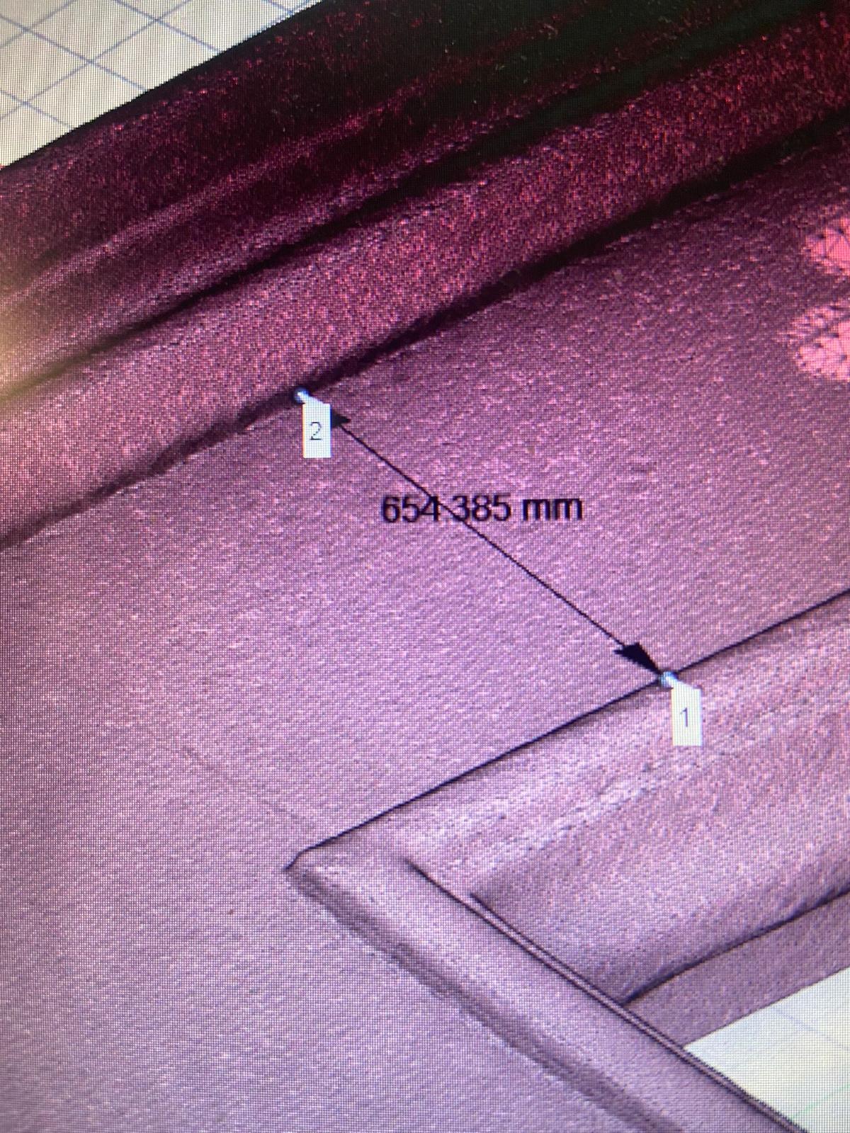 Scan data — measuring the original frame inside the point cloud.